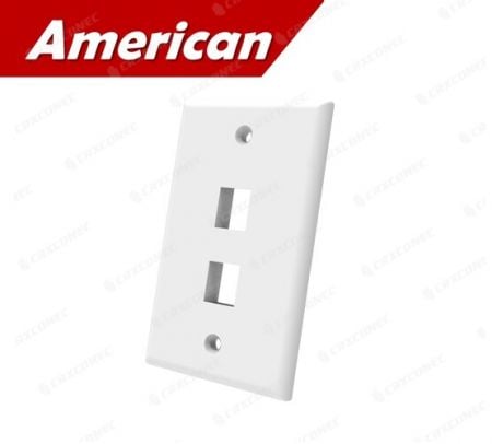 Beyaz Renkli Dikey Stil 2 Port Ethernet Duvar Plakası - 2 portlu ABD tarzı keystone jak yüz plakası